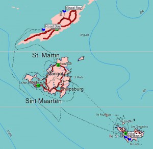 Map St. Barths St. Martin