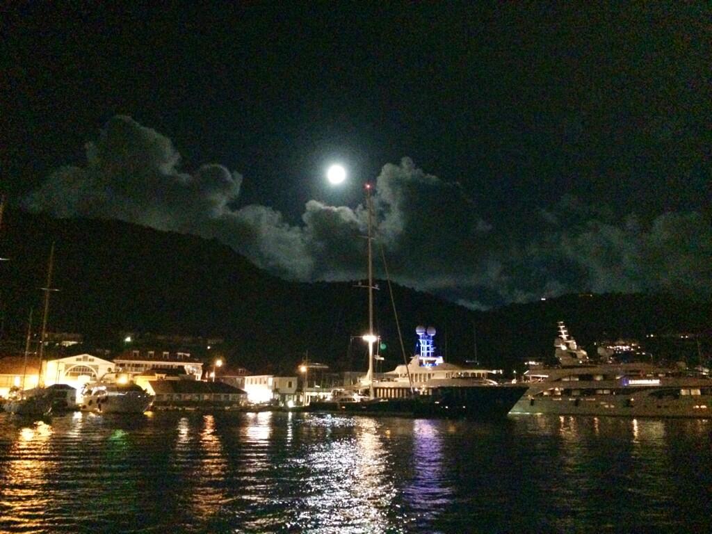 Moonlight with yachts photo by nathalie