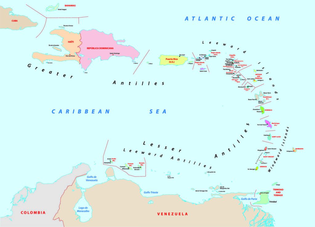 Caribbean Leeward Islands Map